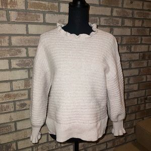 Madewell XL off white sweater w ruffled neck and cuffs